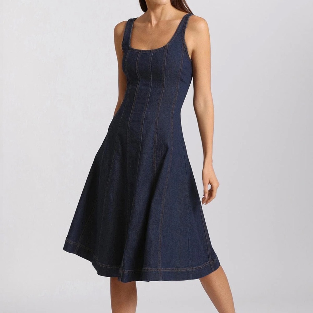 Brand New - AVEC LES FILLES Denim Fit-and-flare Midi Dress 💙✨ - Picture 7 of 13